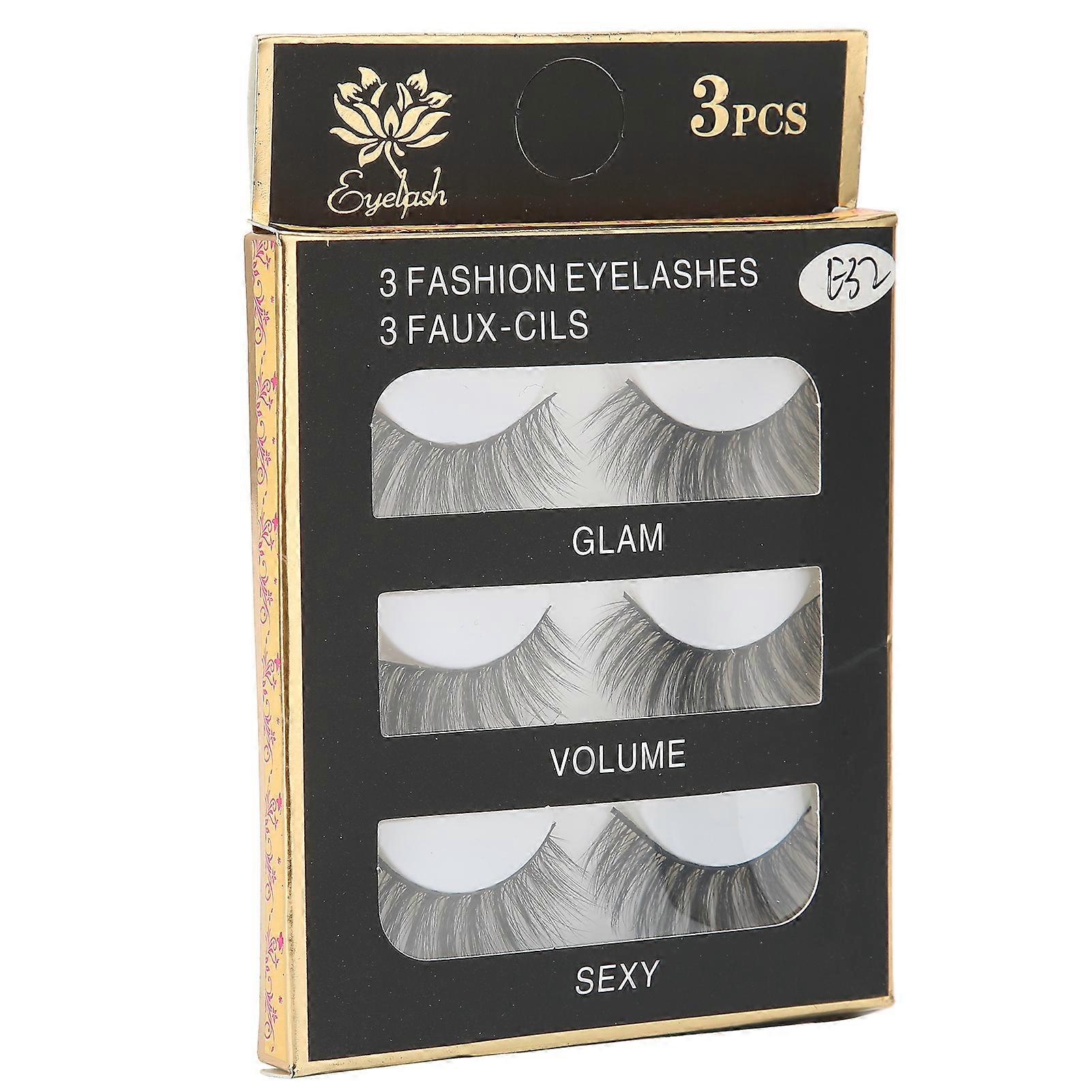 3 Pairs Professional Makeup Long Thick False Eyelashes Curly Dense False Lashes Set