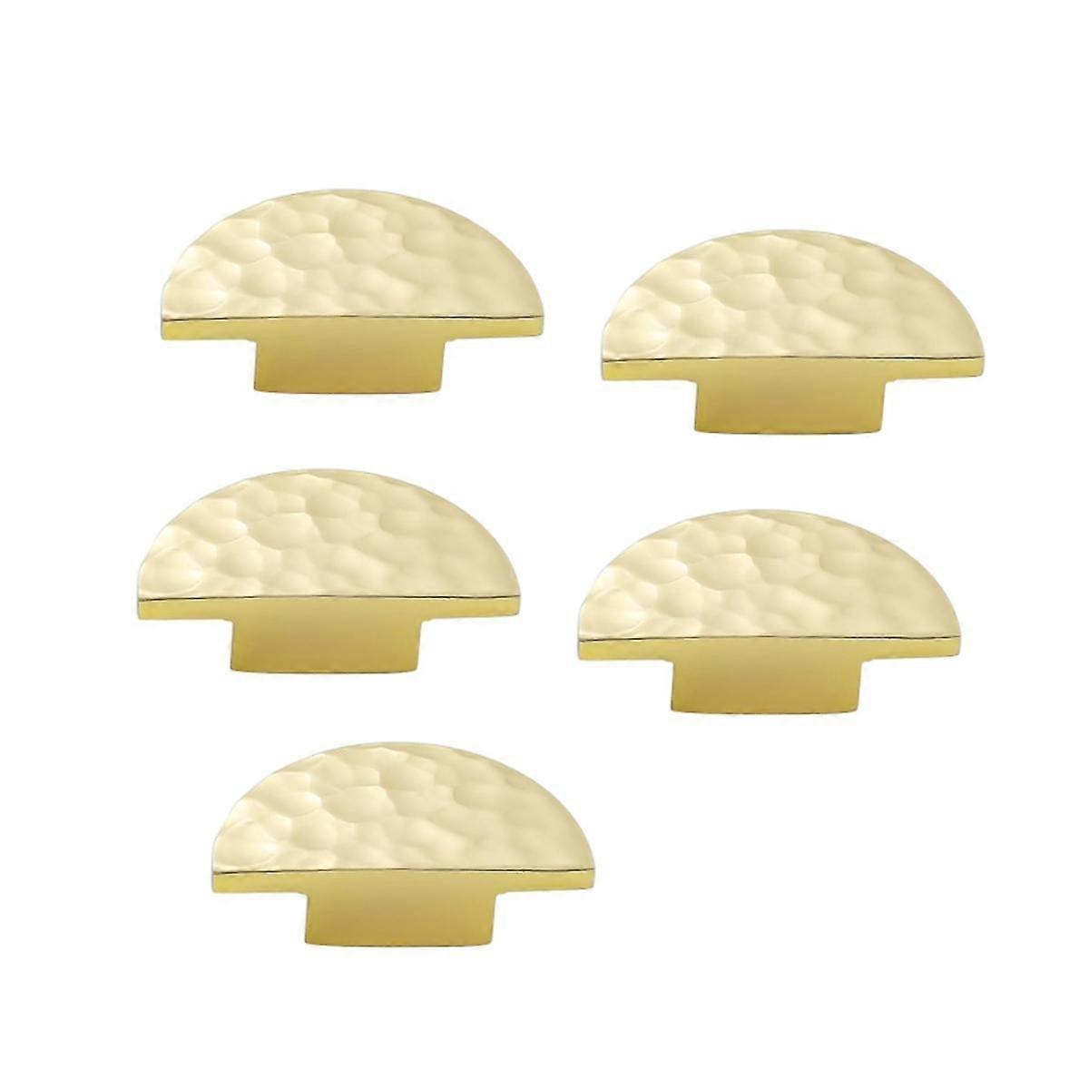 5Pack Solid Brass Cabinet Knobs, Semicircle Drawer Knobs, Hammered Dresser Drawer Pulls Handles Fur