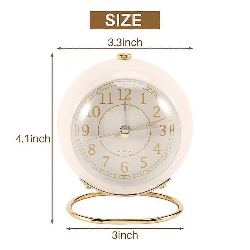 Small Table Clocks, Classic Non-Ticking Quartz Tabletop Analog Alarm Clock Desk Clock with Backligh