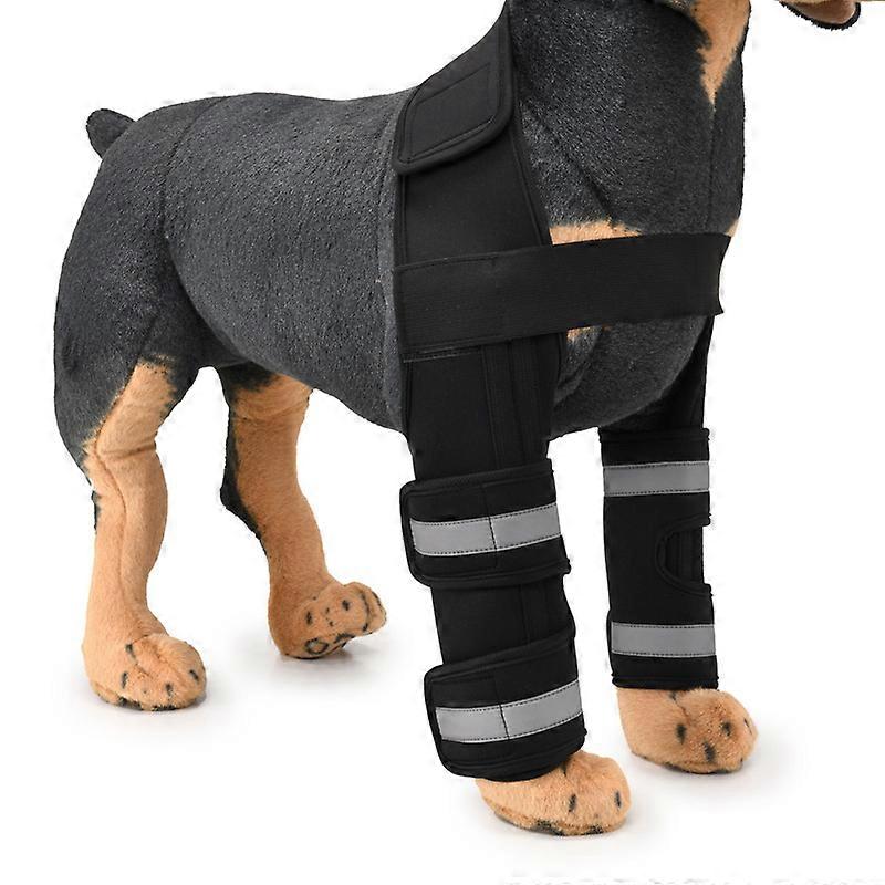EVAGO Support Bar Reinforcement-New Pet Double Front Leg Braces Carpal Support with Safety Reflective Straps for Front Hock Joint, Cruciate Ligament, 