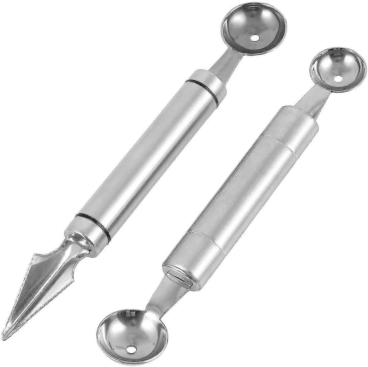 Sunrain 2 PCS、ステンレススチールフルーツデコレーションカービングナイフ、フルーツとデザートのデュアルファンクション