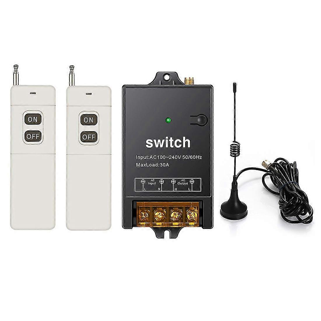 Comutator de telecomandă fără fir, distanță lungă de 3000M, AC 100-240V / 40A Releu Comutator RF wireless pentru iluminatul pompei de apă