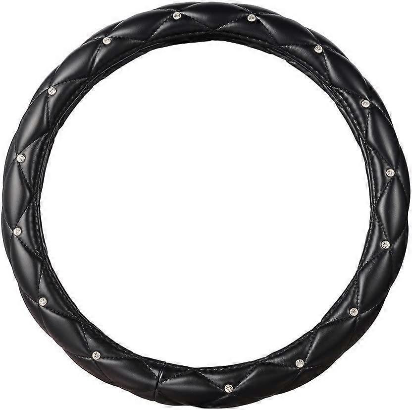 Capa de volante de carro de couro de microfibra, antiderrapante universal de 15 polegadas, preto