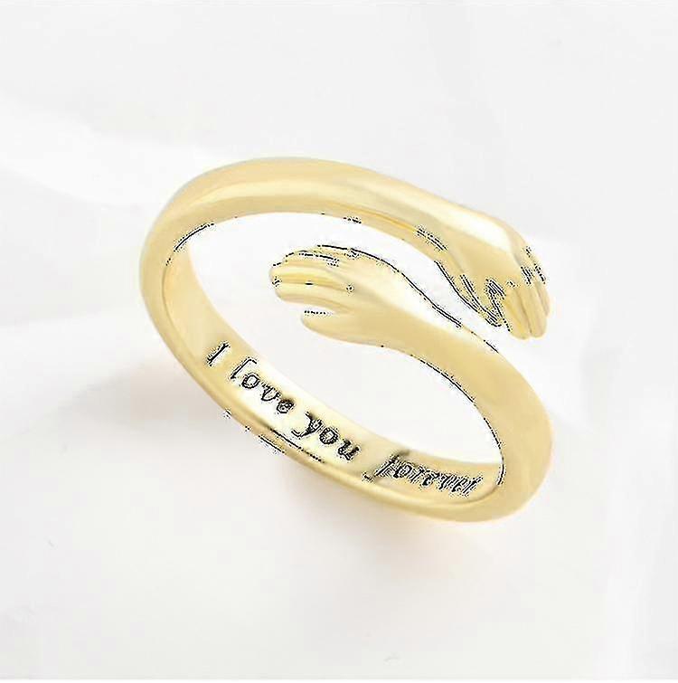 Two Hand Hug Couple's Ring 18ct Sterling Gold Couple's Hug Ring Adjustable Ring