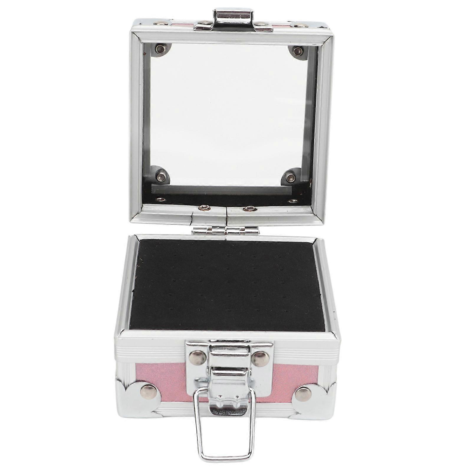 Nail Drill Bits Holder Storage Box with 25 Holes Aluminum Alloy Organizer in Pink