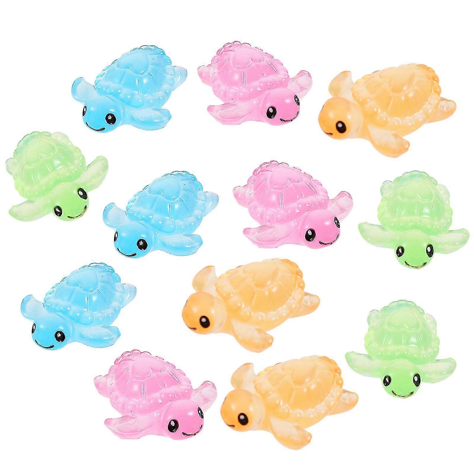 12 Pcs Glow In The Dark Small Turtle Decor Glowing Turtle Figurine Mini Glowing Turtle Figure