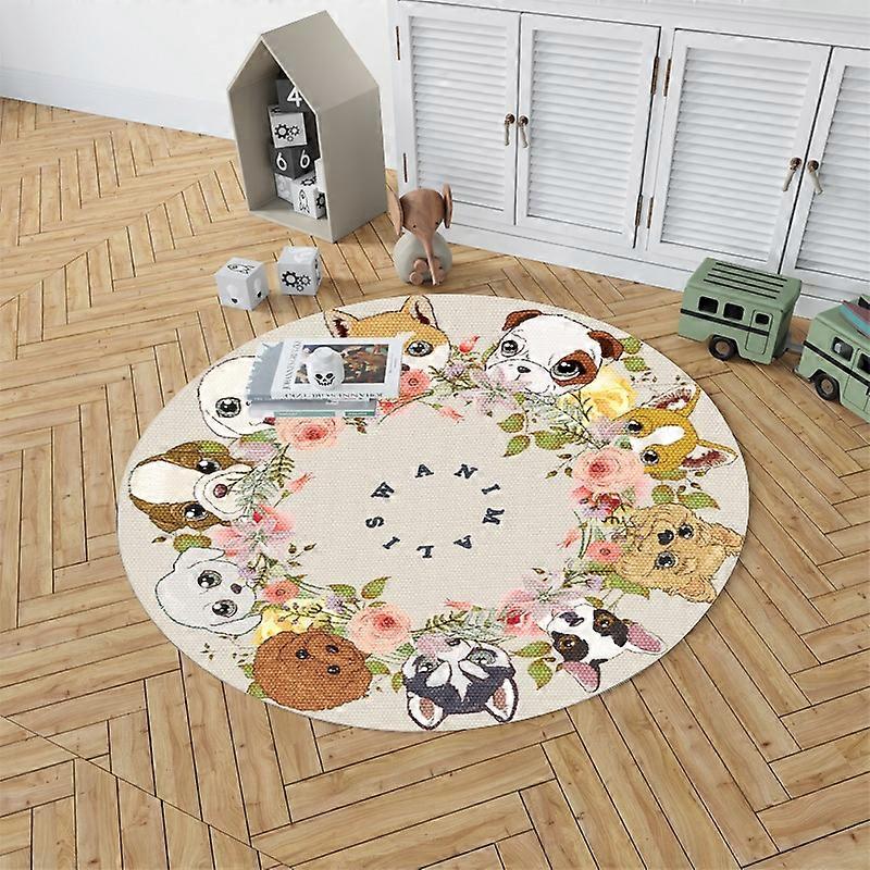 Round Pattern Carpet, Non-Slip Floor Mat Fluffy Rug Behind Sofa Bed Chair for Bedroom Living Room Decoration(15.75 inch)