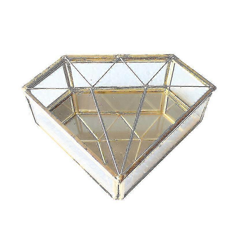 Diamond Shape Box Glass Joyas Storage Box Ring Collar