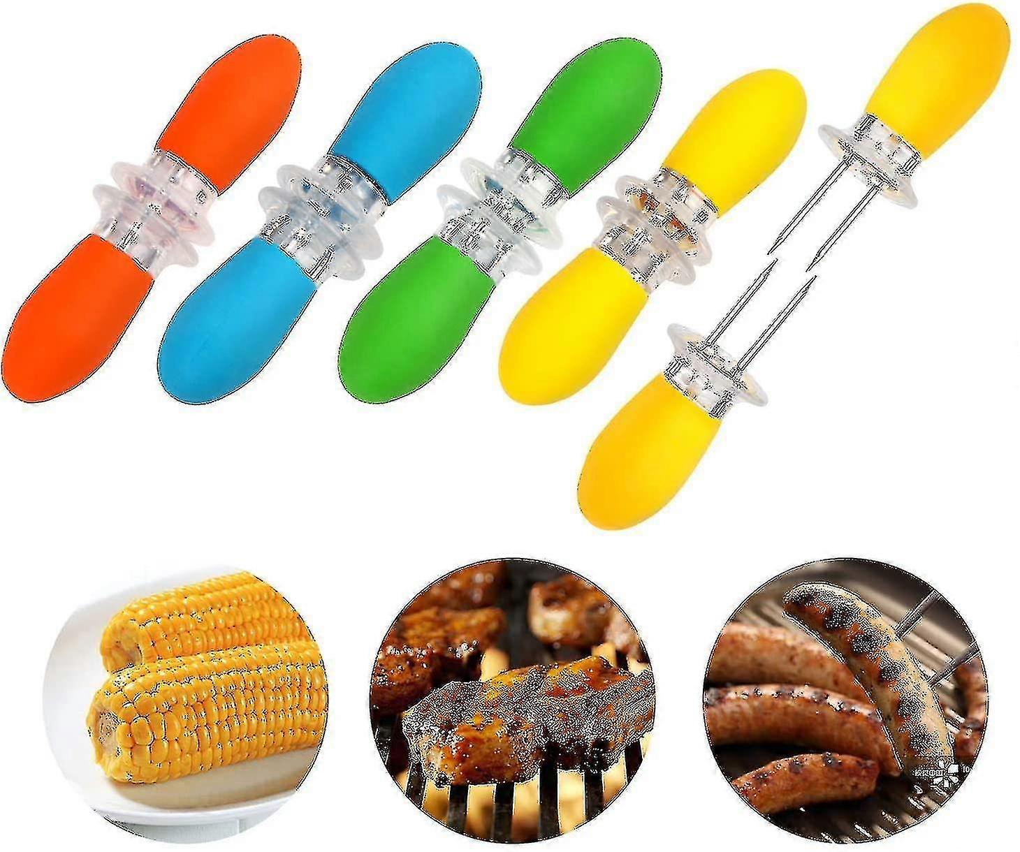 10pcs/5 Pairs Corn Cob Holders Stainless Steel Fork Skewers For Corn On The Cob Bbq Tools