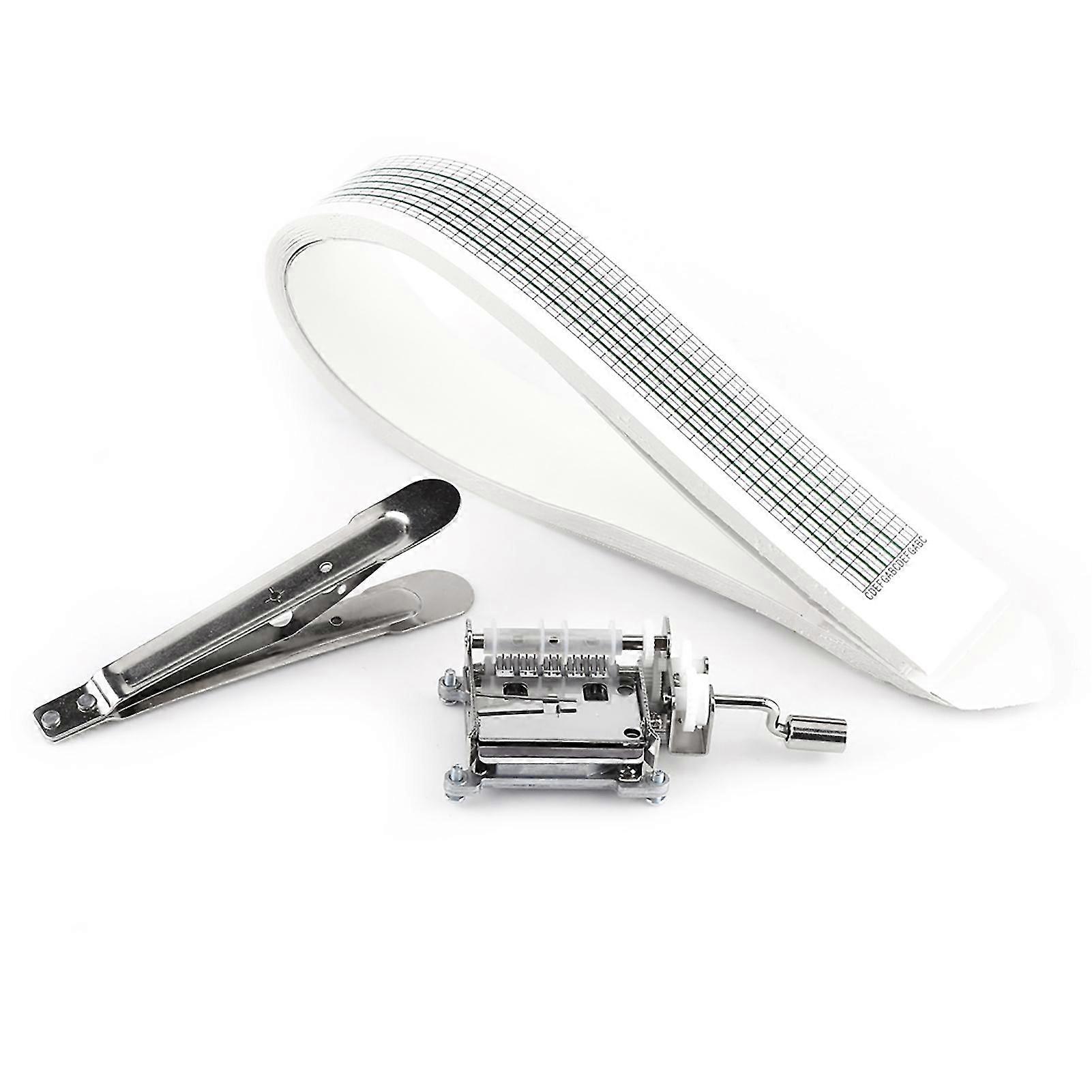 15 Note DIY Tune Hand Crank Music Box Movement with Hole Puncher and 20 Paper Tapes