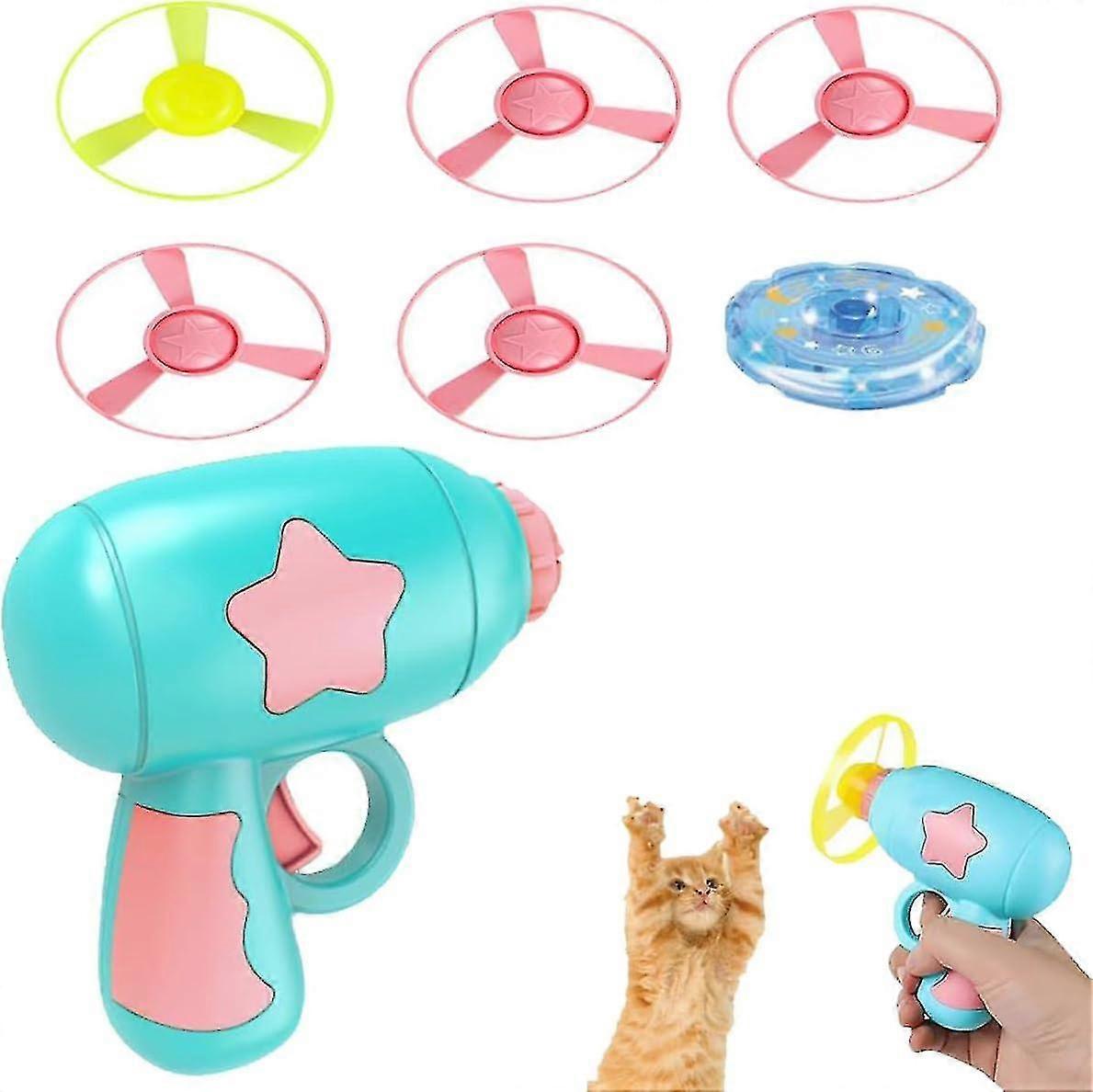 Helicopter Cat Toy, Flying Helicopter Disk Cat Toy, Funny Flying Helicopter Disk Shooter Cat Playing Tracking Interactive Toys