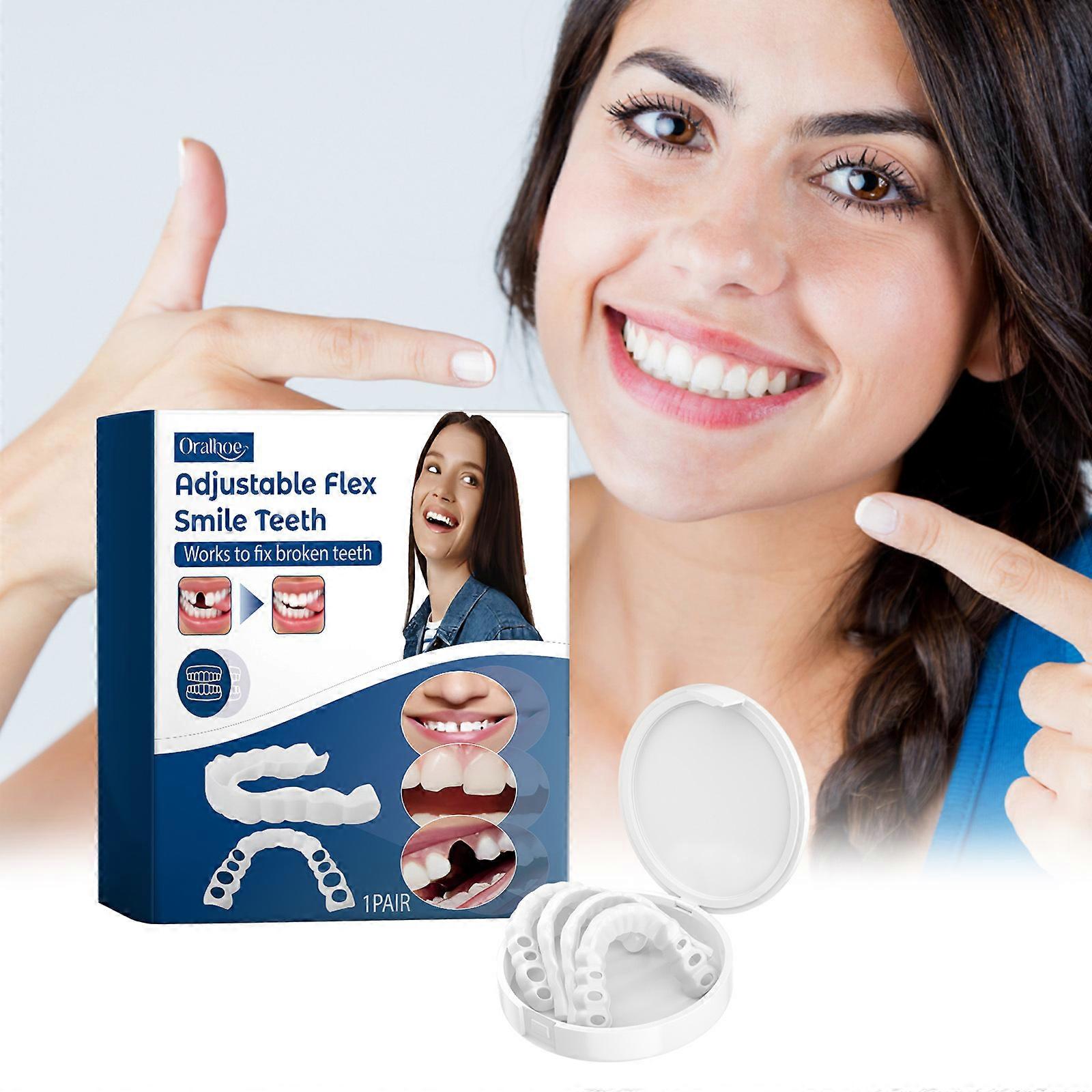 Adjustable Flex SmileTeeth, Moldable False Teeth for Beautiful Smile,Nature and Comfortable