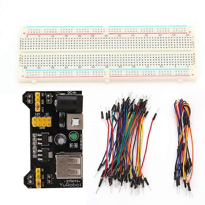 MB102 Power Supply Module 3.3V 5V+830 Point Breadboard Board +65PCS Jumper cable