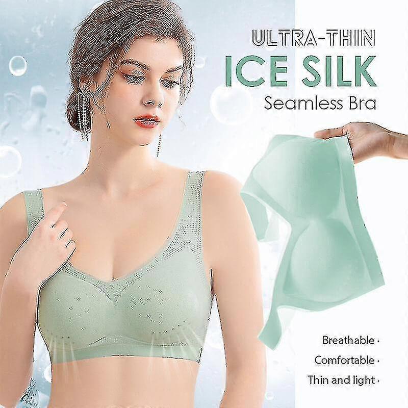 Ultra-thin Ice Silk Brathin Silk Seamless Bra Wireless Underwear With Removable Pad For Women