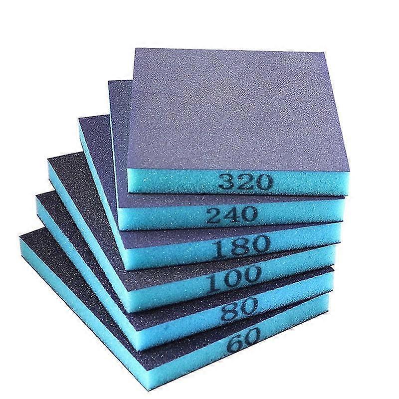 6Pcs Sanding Sponge, 60/80/100/180/240/320 Grit, Double Sided Sanding Block, Wet and Dry Dual Use f
