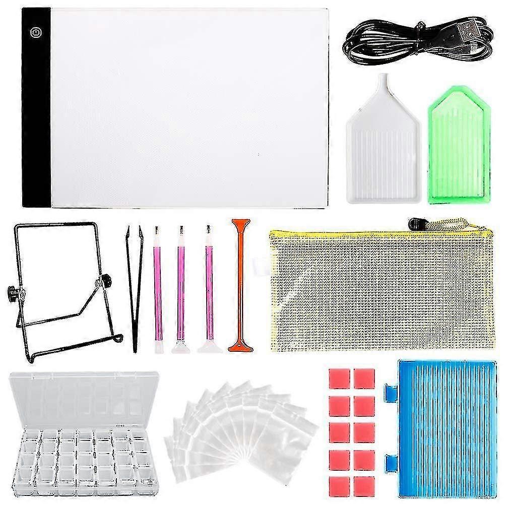 Diy Diamond Painting Tools Diamond Storage Box Bags Dimmable A4 Led Lighted Diamond Painting Board Diamond Box Drill Pen Set (bag For Random Color)