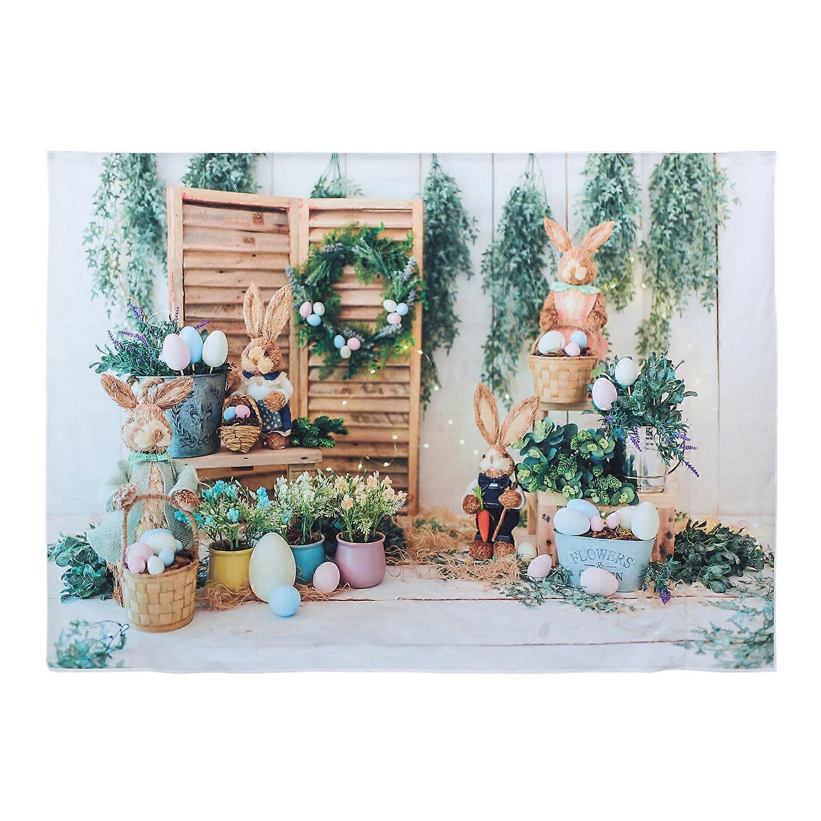 Flower Rabbit Eggs Decoration Photography Backdrop Easter Background Cloth