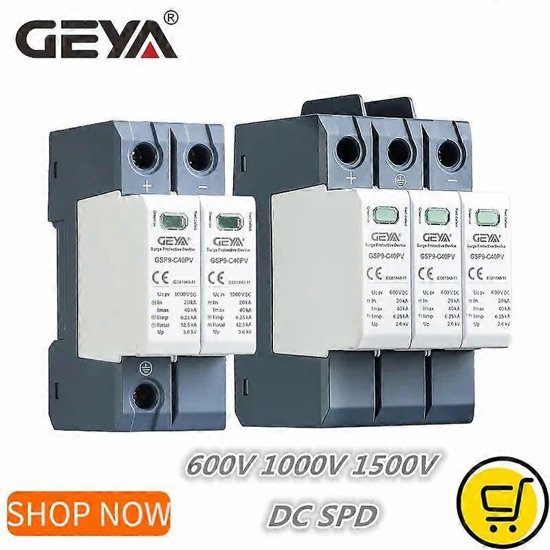 GEYA GSP9 DC Surge Protector PV SPD 600V 1000V 1500V 20KA 40KA SPD 2P 3P Surge Protective Device Lightning Protection