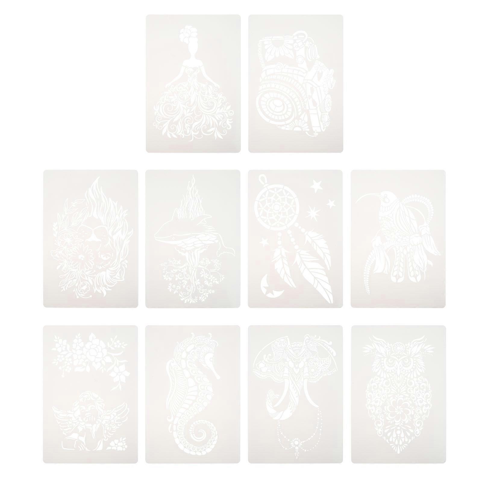 10pcs Abstract Exquisite Stencil Painting Reusable Template for DIY Craft Making