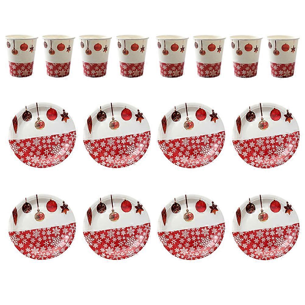 40pcs Weihnachtspappteller Pappbecher Einwegbesteck Teller