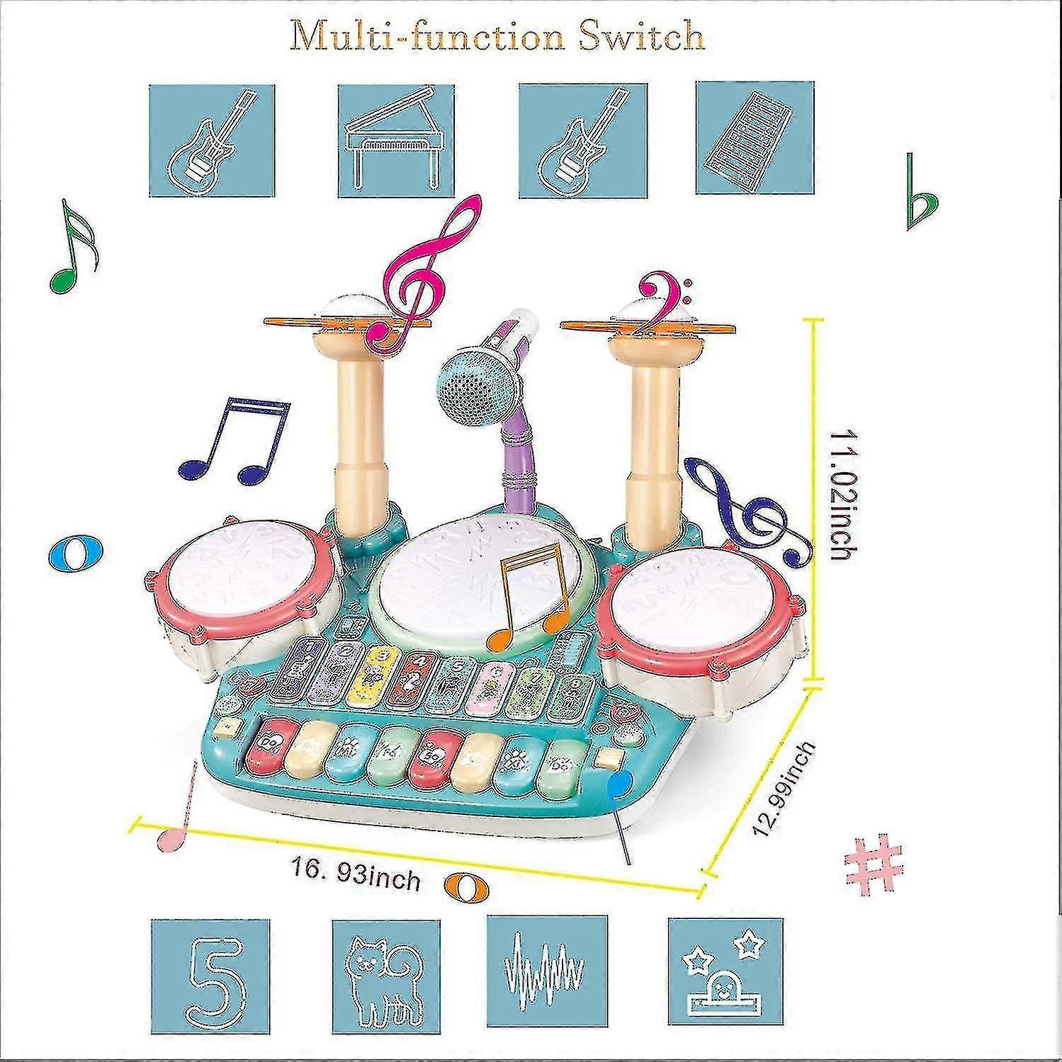 Baby Musical Instruments Toys,kids Drum Set Electronic Piano Keyboard And Xylophone 5 In 1 Multifunction Toddler-yky
