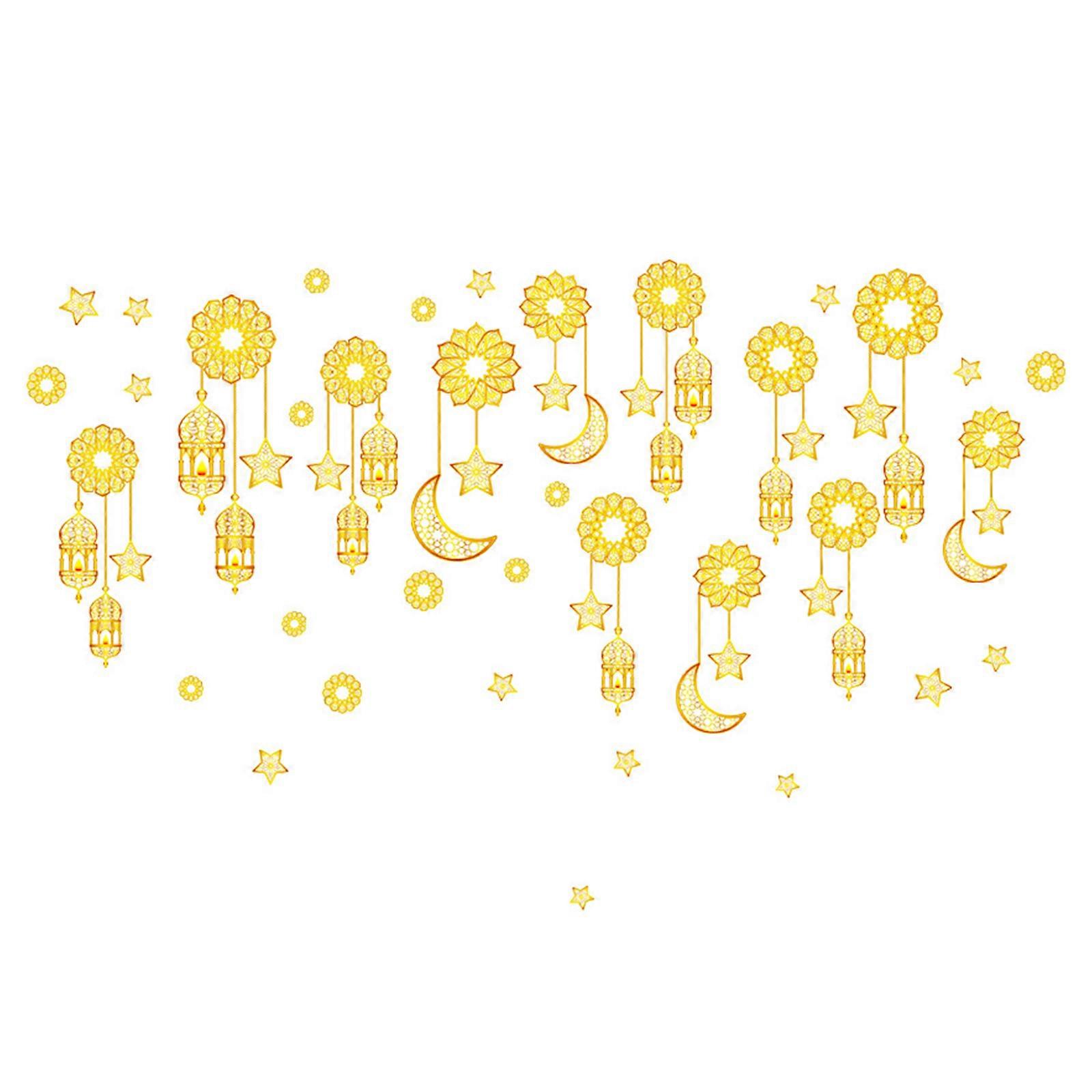 Eid Wall Stickers 2pc/set Double Side Static Electricity Moon Star Castle Decal