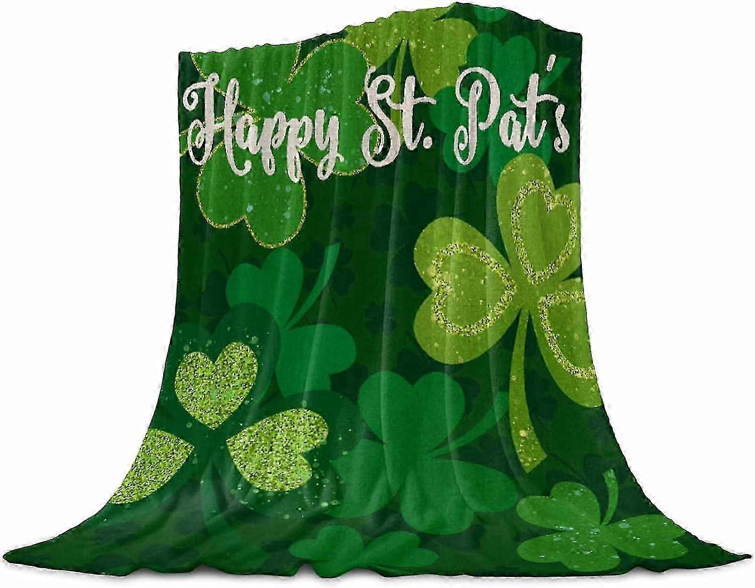 t419 Couverture St Patrick Jeter Couverture Trèfle Vert Couvertures et Jetés, Feuilles Nature Couverture pour Canapé Lit Canapé, Douce Confortable Fla Couverture bn419