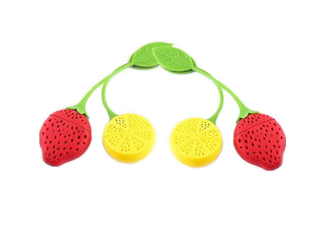 4 Pieces Silicone Tea Filter Strawberry Lemon Design For Loose Tea