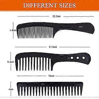 Friseurkämme Set, breite Zahnkämme, hitzebeständige antistatische Kohlehaarbürste Haarkamm für langes, nasses oder lockiges Haar Entwirrungschwarz3pcs
