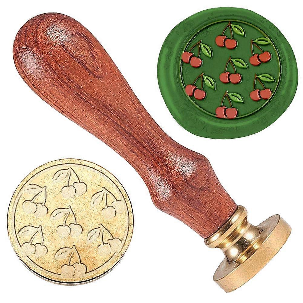 Cherry Wax Seal Stamp Wedding Invitations Embossed Stamp Sealing Removable 1" Brass Wax Seal Stamp Head with Wooden Handle Envelopes Gift Packing Deco