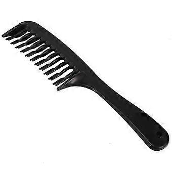 Pente de shampoo de cabelo de detangler de dente duplo preto com alça para cabelos longos e cacheados