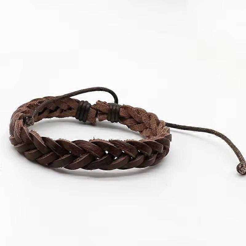 Handmade braided bracelet for men in brown leather