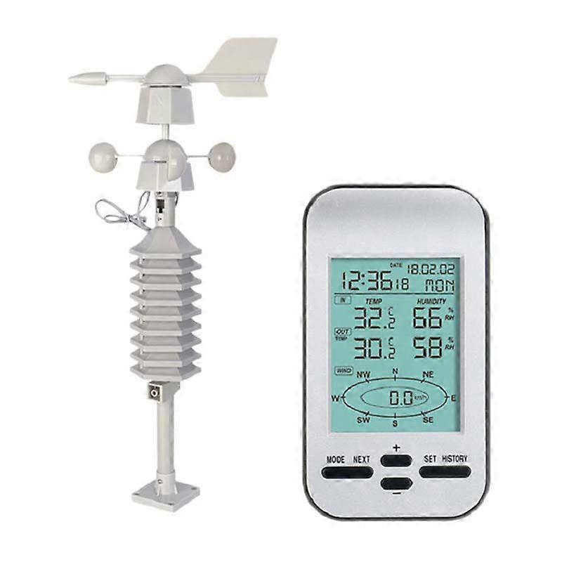 RF 433Mhz Wireless Weather Station Clock with Wind Speed Tester and Direction Sensor Temperature We