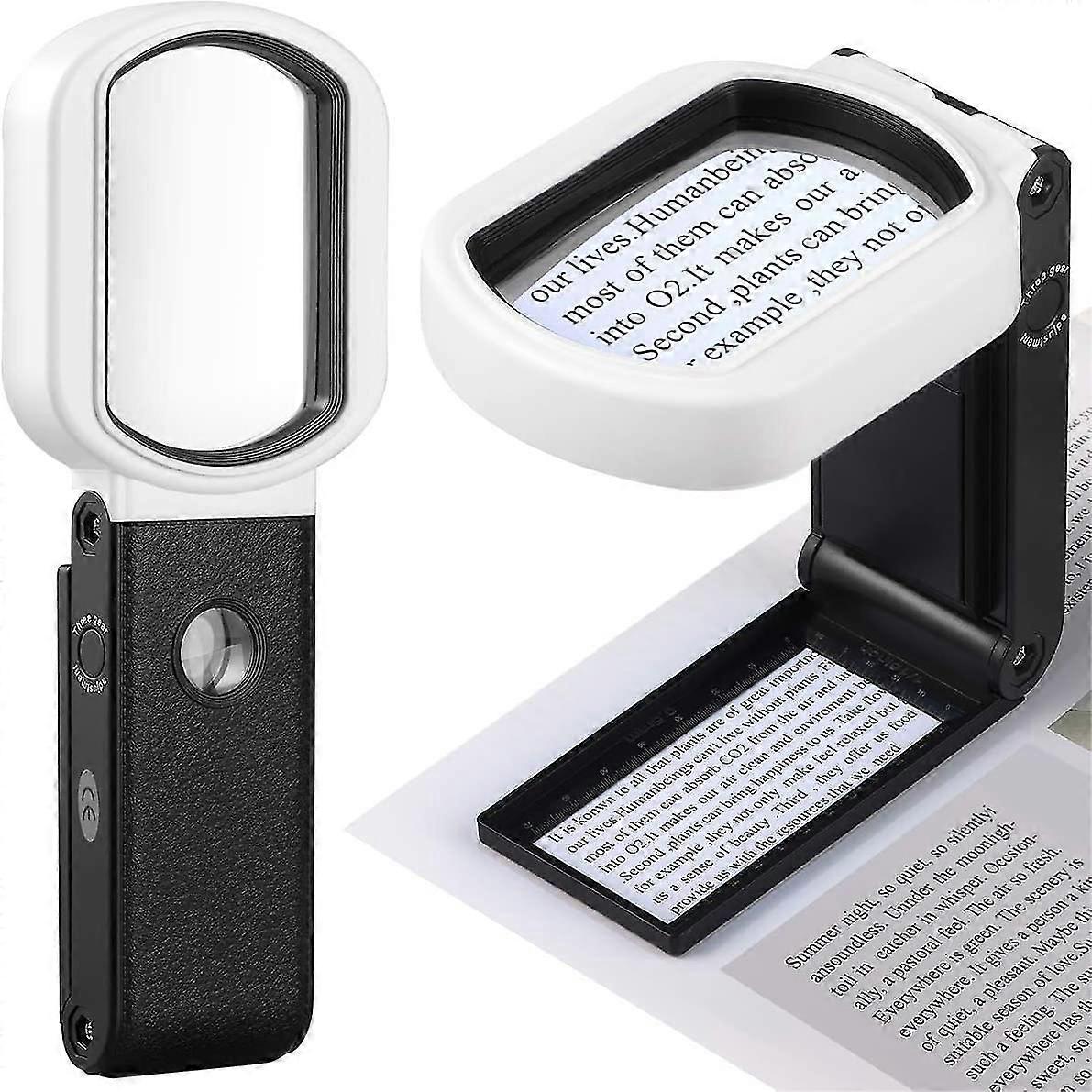 Magnifying Glass With Light, 20x 10x Handheld And Standing Magnifying Glass 9 Led Illuminated Lighted Magnifier For Reading, Inspection, Jewelry, Expl