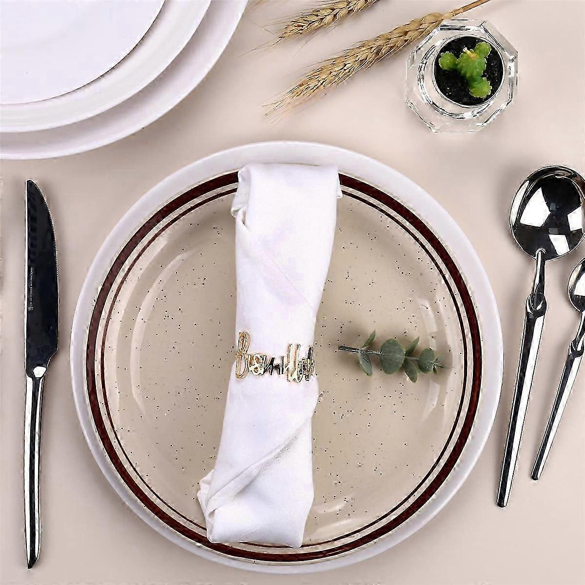 12pcs Napkin Rings with Islamic Eid Mubarak Design for Wedding Dinner