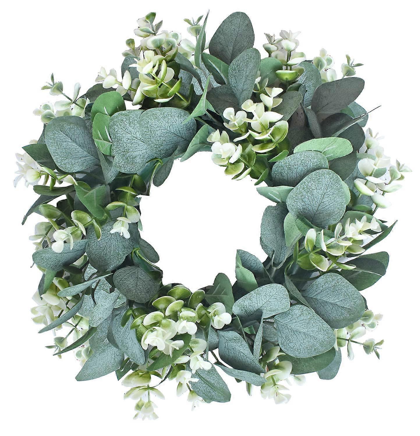 12" Artificial Eucalyptus Wreath with Fabric Leaves for Farmhouse Vibes - Wall Decor for Home and Events