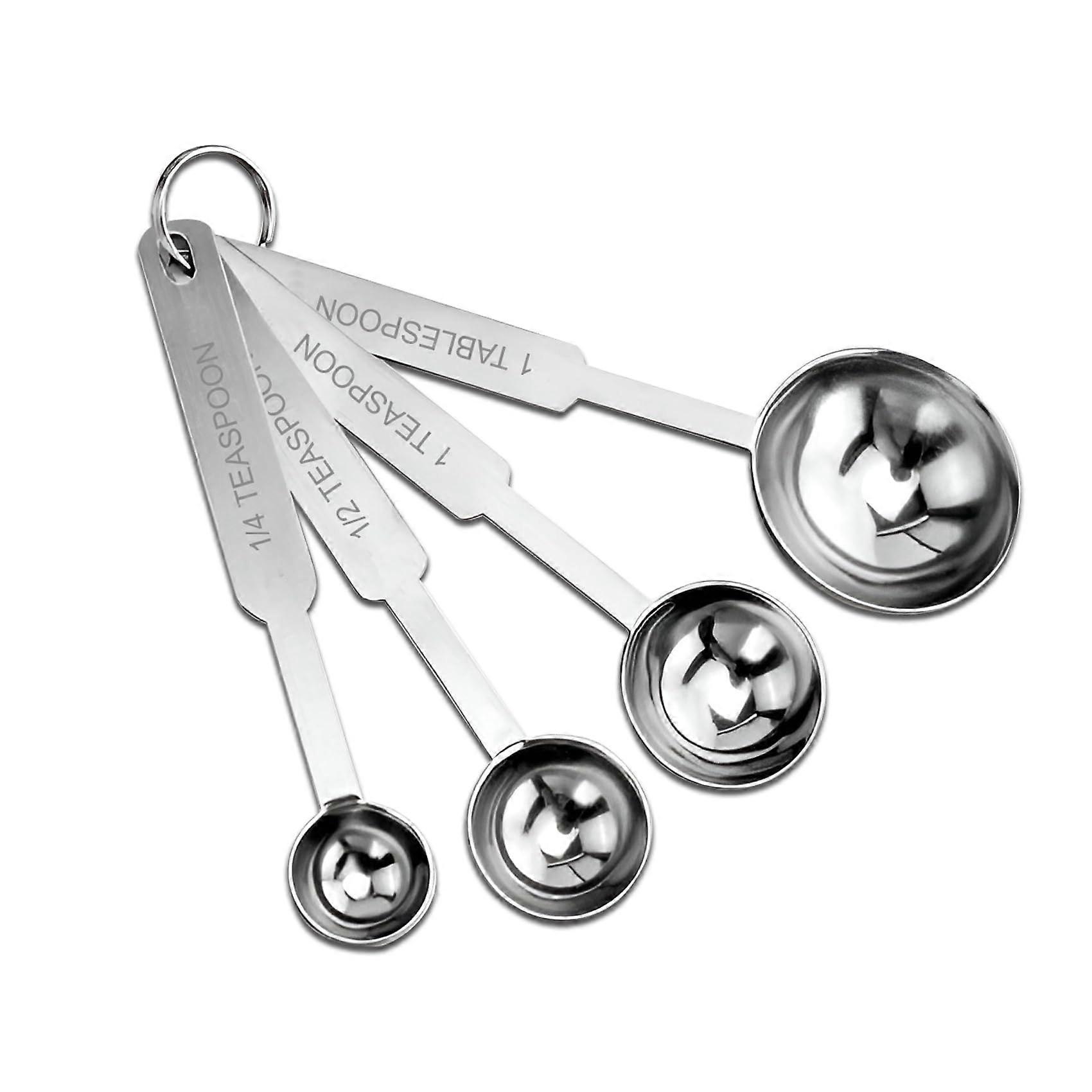 4-Piece Stainless Steel Measuring Spoon Set for Precise Measurement of Dry and Liquid Ingredients in Cooking and Baking