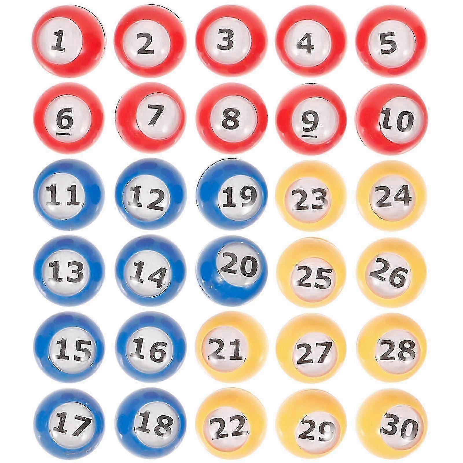 30pcs Bingo Balls Numbered Lottery Balls Game Balls Props Plastic Replacement Number Balls