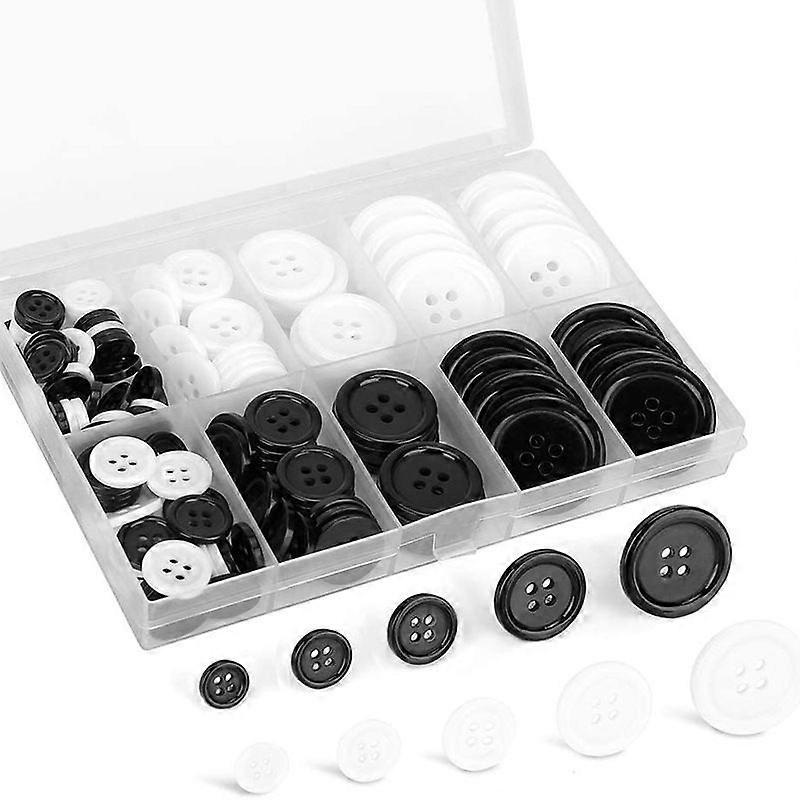 160PCS round resin black and white suit button button sewing button button suit 4-hole button