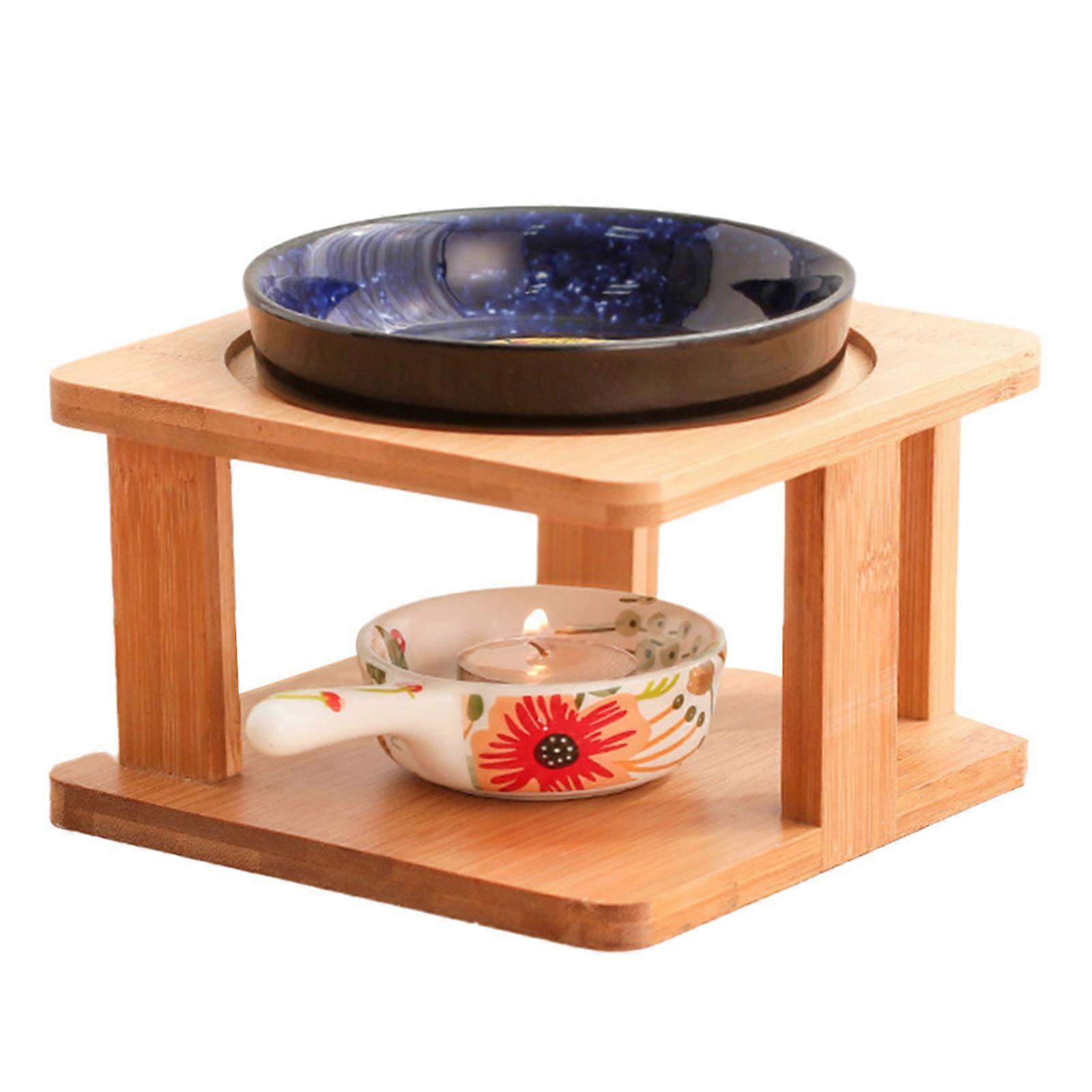 Essential Oil Burners Aromas Lamp Stove Diffuser with Candle Holder and Wood Stand for Home Relaxation and Meditations Multicolor