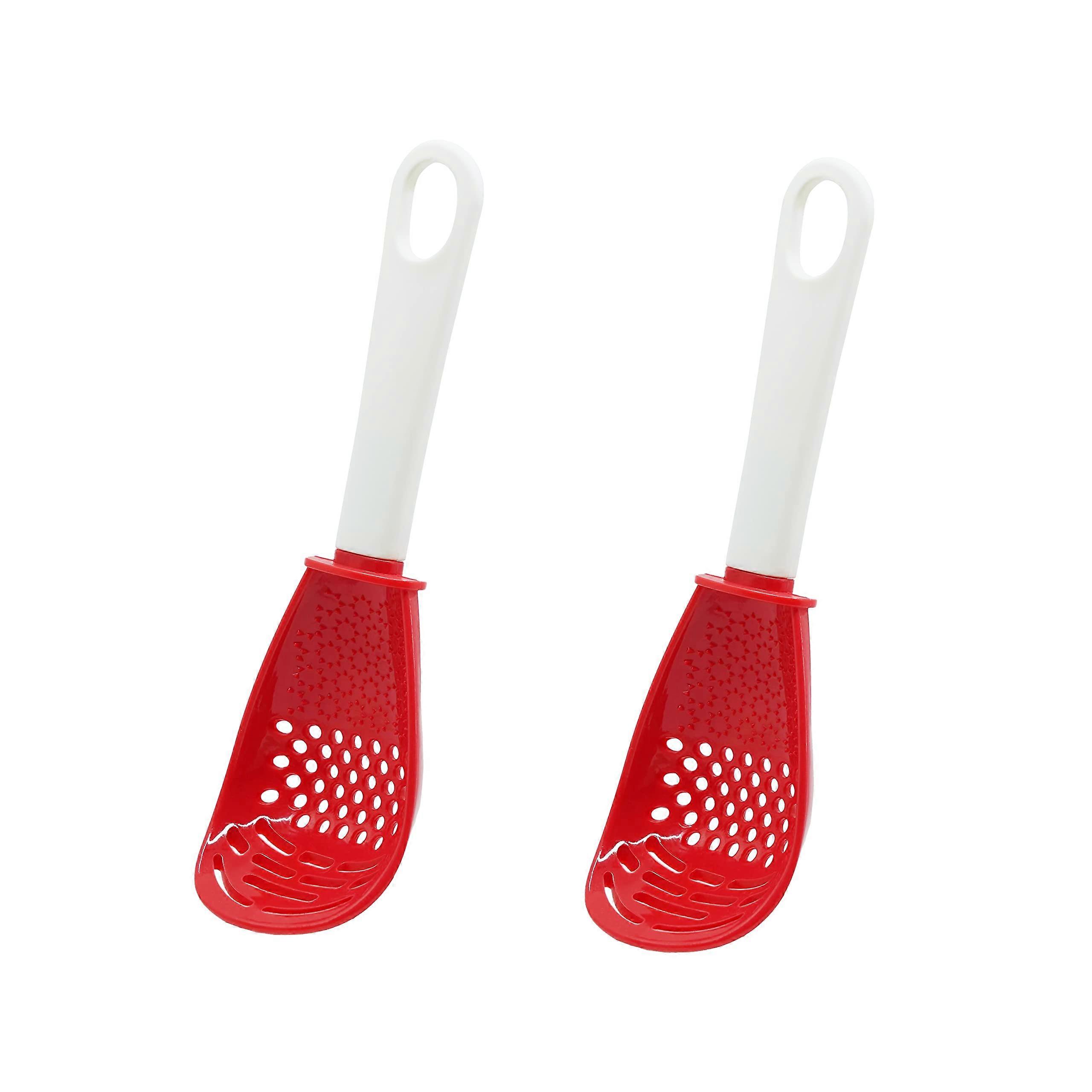 Pack of 2 multifunctional cooking gadgets: 6 - in - 1 slotted spoon, heat resistant to 356°F, for mashing, draining, grating, and separating eggs.