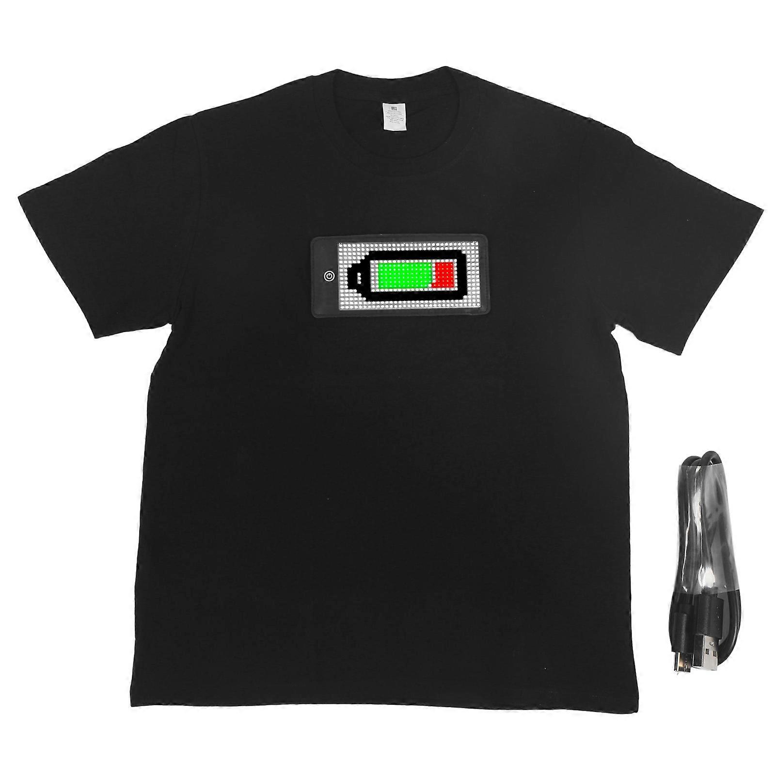 LED T Shirt with Bluetooth Programmable APP Customizable Patterns Display Screen Glowing Shirt Built in 1500mAh Battery L