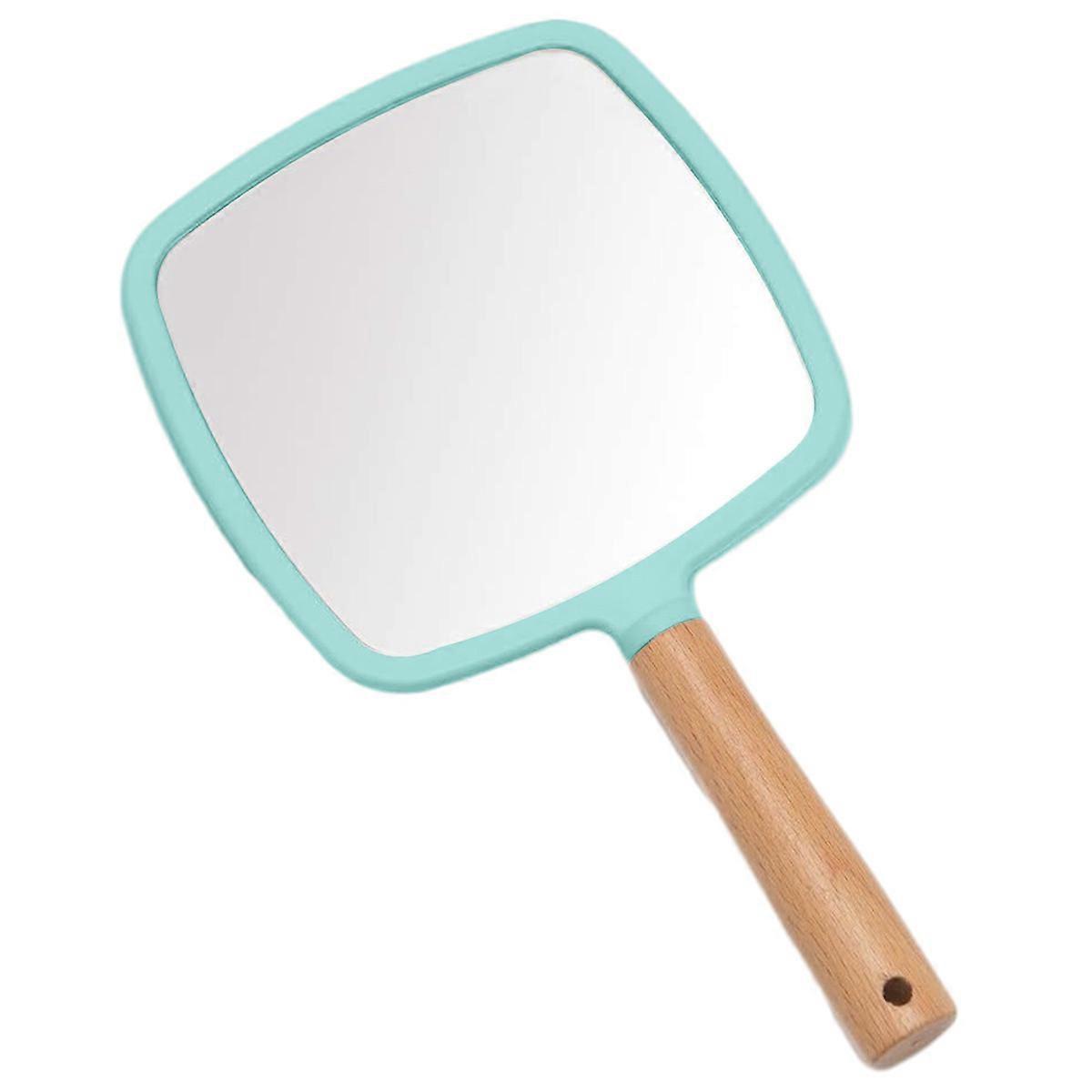 Miroir à main avec poignée pour le maquillage, petit miroir à main en bois mignon-carré