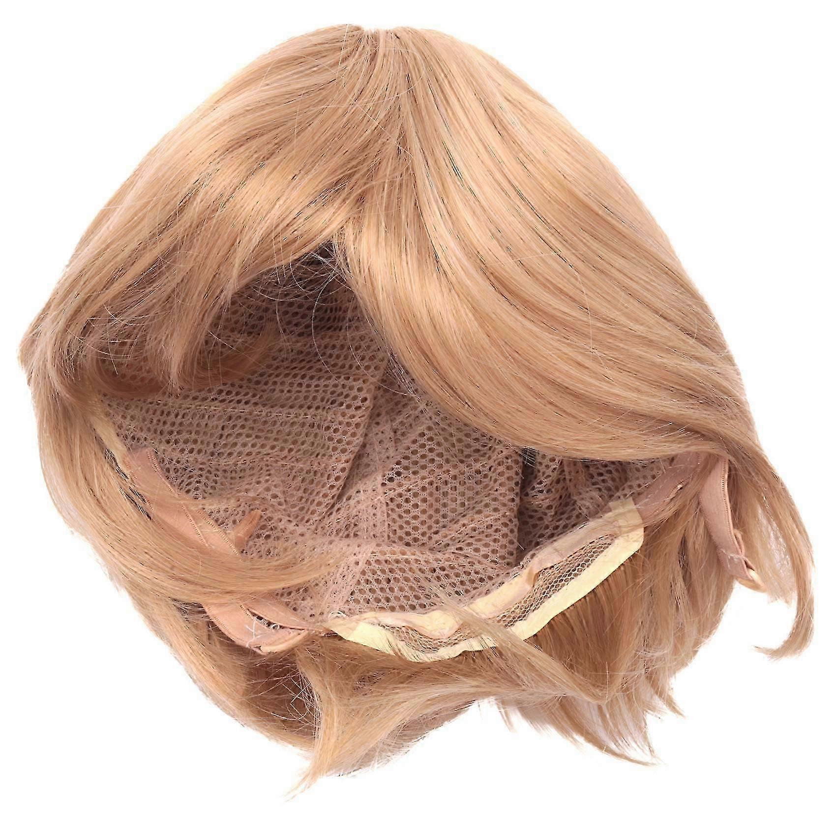 Short Layered Fluffy Wavy Full Synthetic Wig Blonde