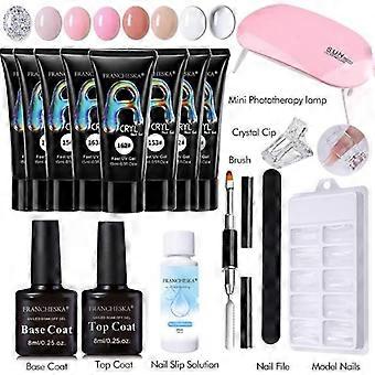 Gel Nail Polish Kit With U V Light Starter Kit Quick Nail Extension Gel Builder Easy Professional Poly Nail Gel Kit For Star