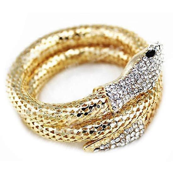 Vintage Retro Curved Stretch Snake Bracelet Jewelry Cuff Bangle Punk Rhinestone