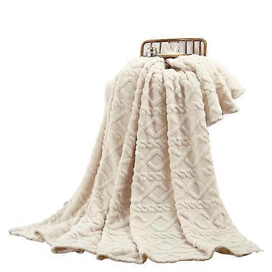 Nap Throw Blanket Double-sided Solid Color Thick Plush Three-Dimensional Embossing Machine Washable Office