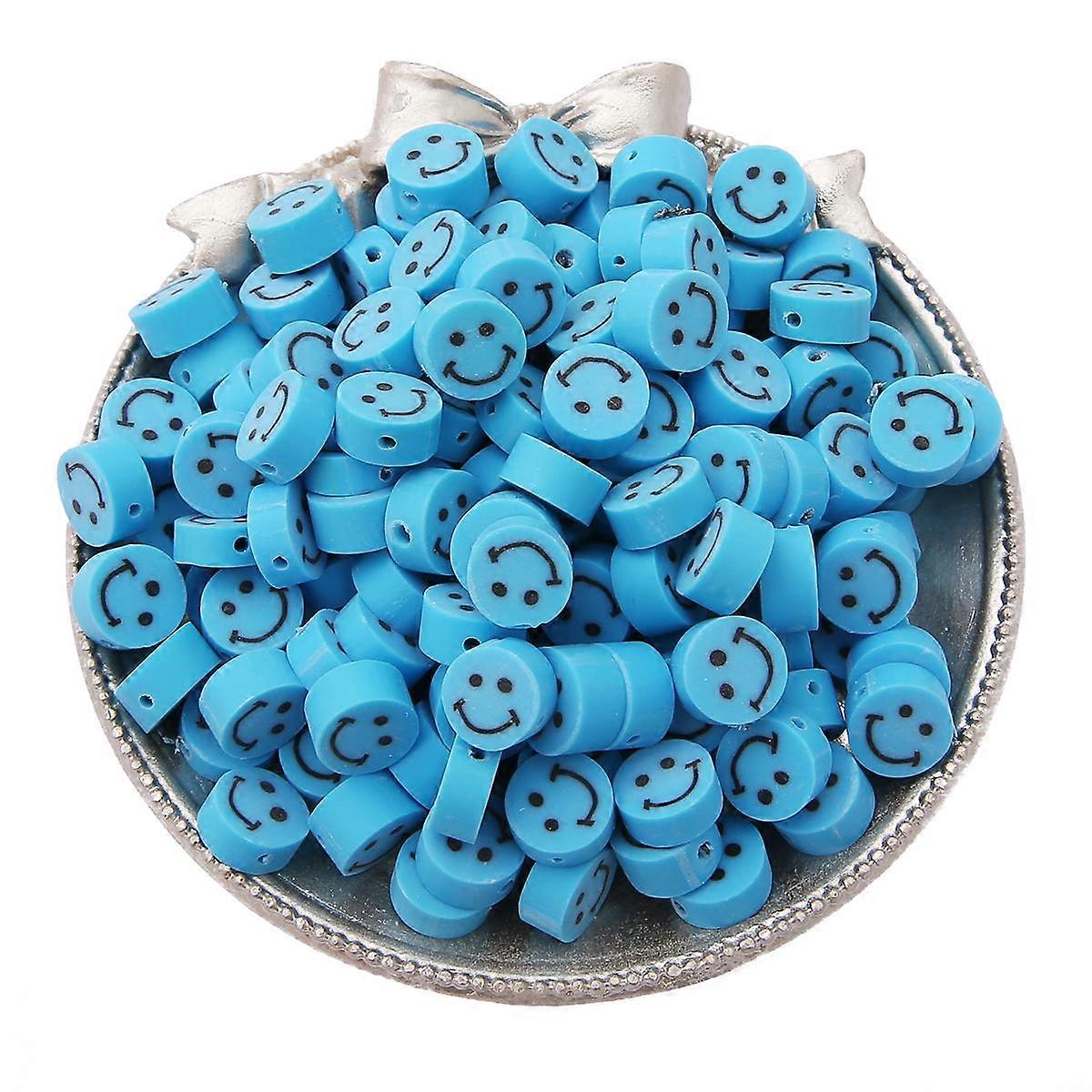 30Pcs Handmade Polymer Clay Round Smile Beads for DIY Jewelry Making Necklace Bracelet
