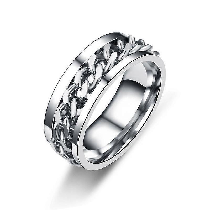 Titanium Steel Rotatable Chain Rings for Women Men Spinner Ring Decompression Multifunctional Chain Ring Bottle Opener Ring Gift
