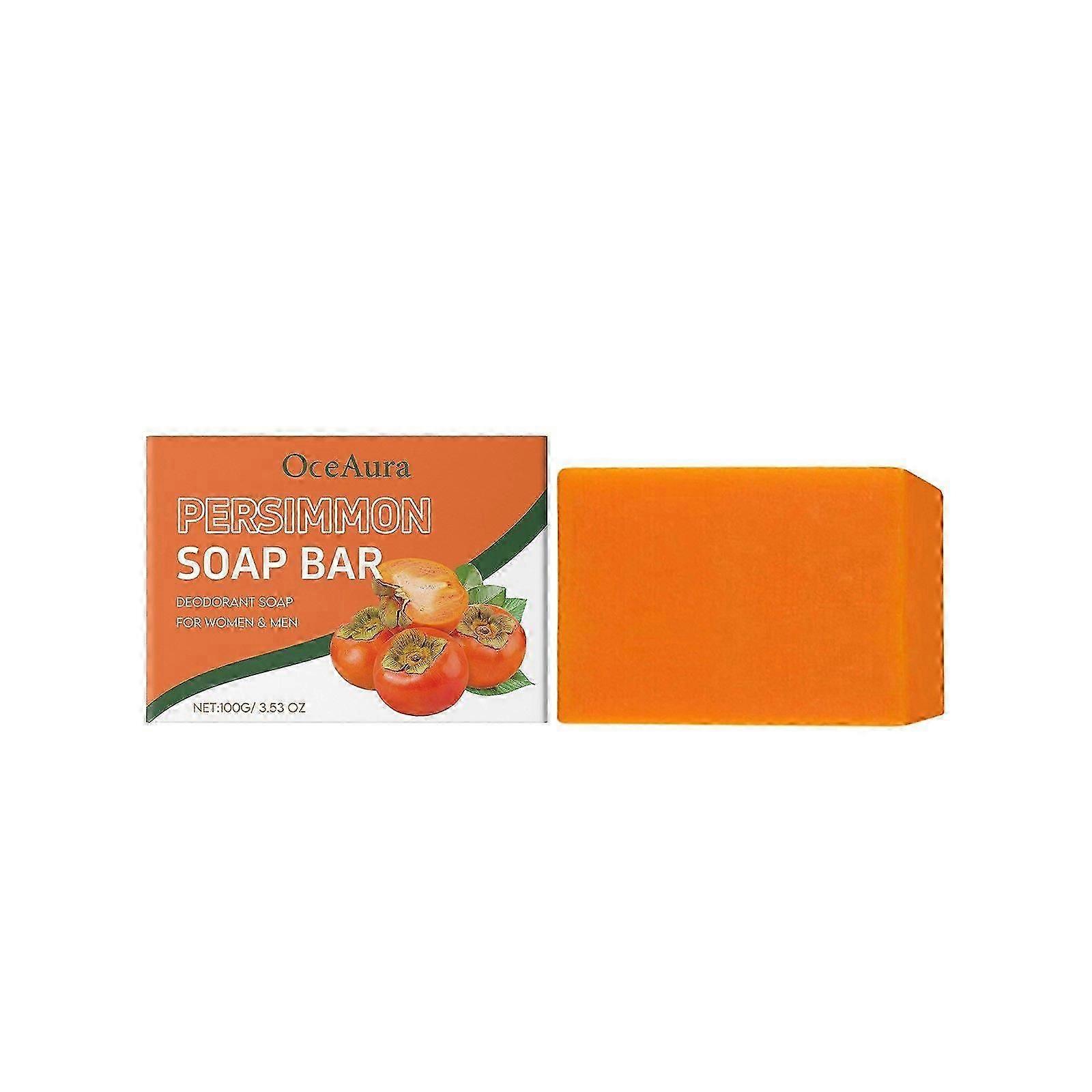 Persimmon Soap Bar for Body Odor Control, Purifying Deodorizing Soap for Eliminating Body Odor, Handmade Bar Soap Smooth Skin Deeply Cleansing